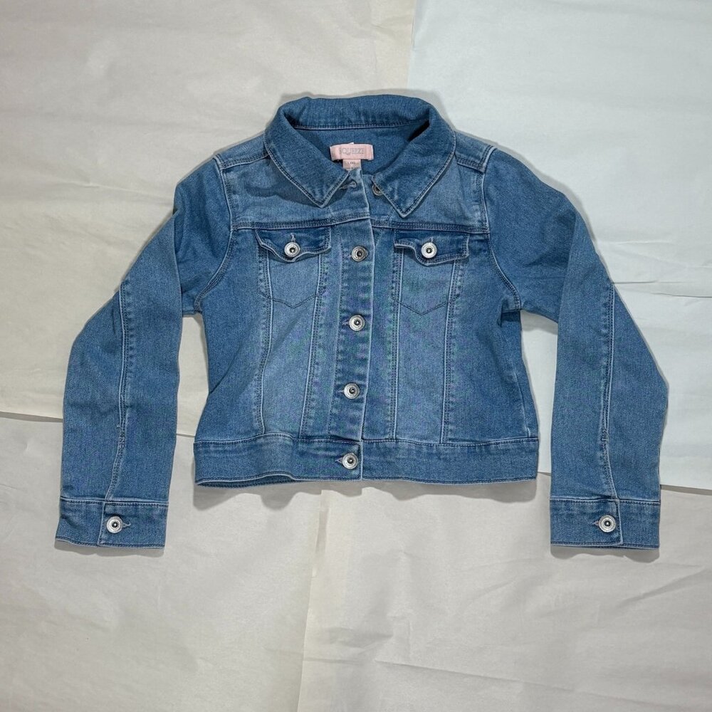 SQUEEZE Girl's Denim Jacket Blue Stone Washed Size LRG Great Condition